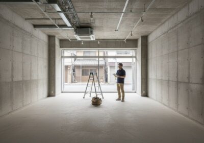 内装を撤去してスケルトン状態に戻した路面店舗のテナント区画